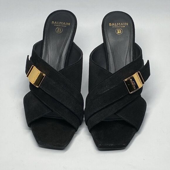 Balmain Uma Mules In Suede Leather size 37.5 - Picture 4 of 15